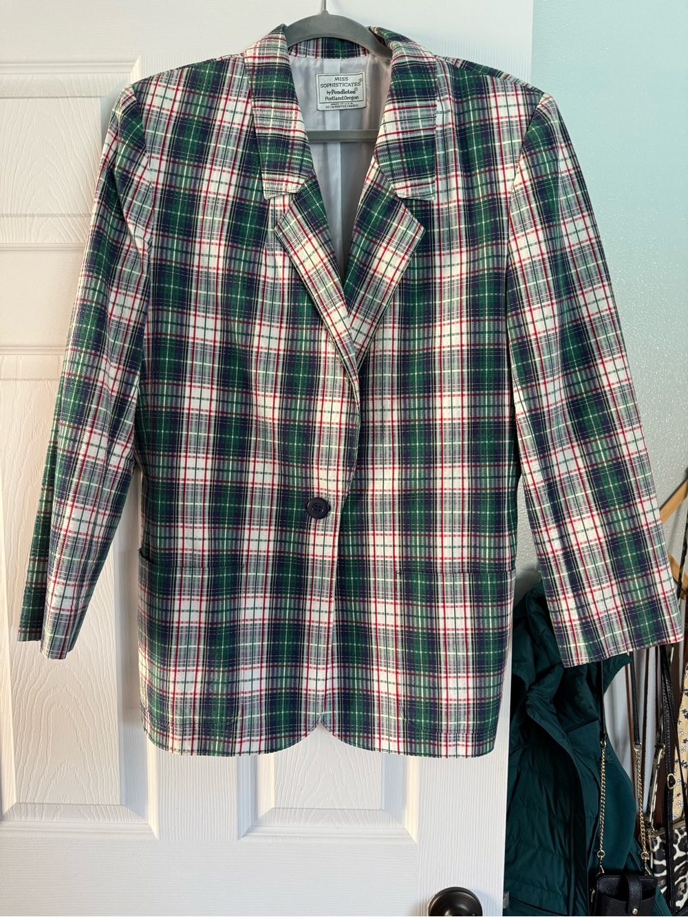 Pendleton Green White and Red Tartan Blazer